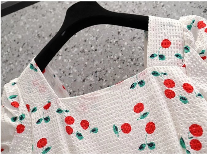 Abito Vintage Taglie Forti Ciliegie Bianco