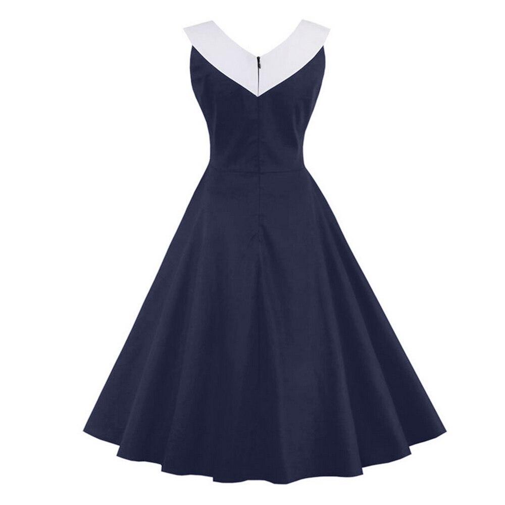 Abito Vintage Di Grandi Dimensioni Colletto Navy Chic