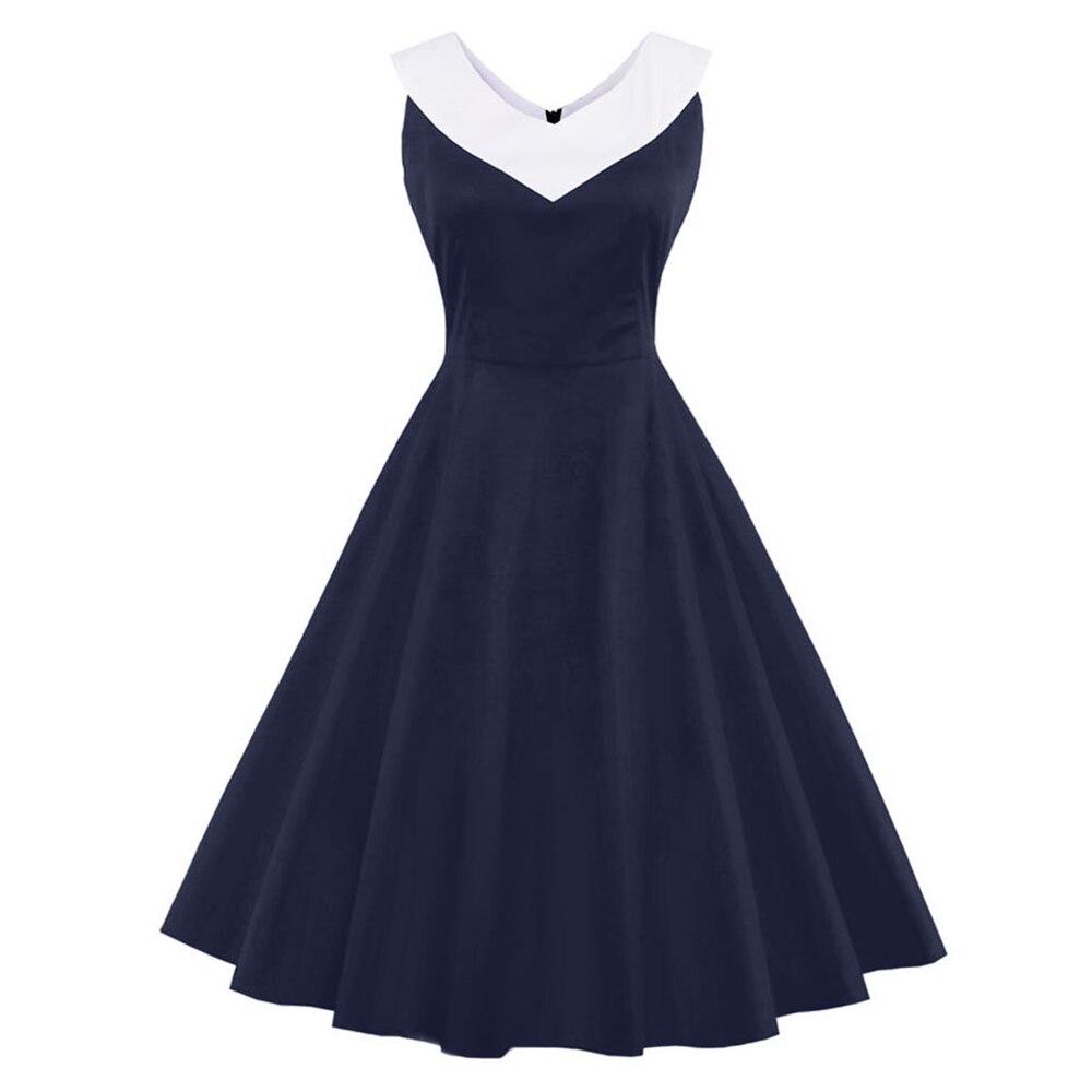 Abito Vintage Di Grandi Dimensioni Colletto Navy Chic