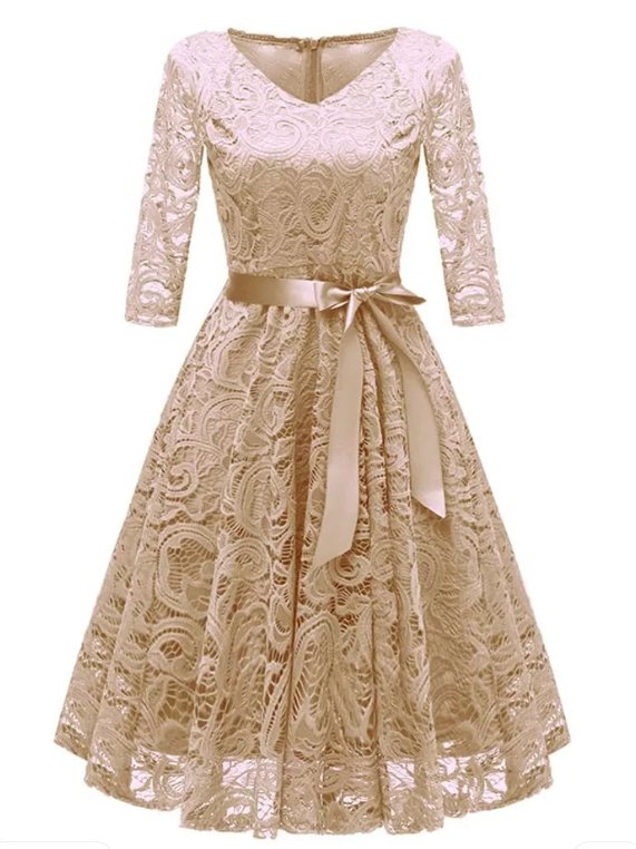 Abito Vintage Taglie Forti In Pizzo Giallo