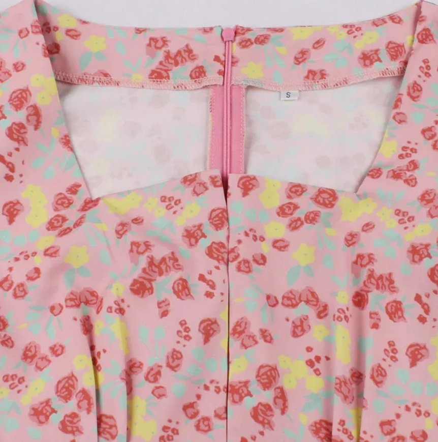 Abito Vintage Rosa A Vita Alta Taglie Forti