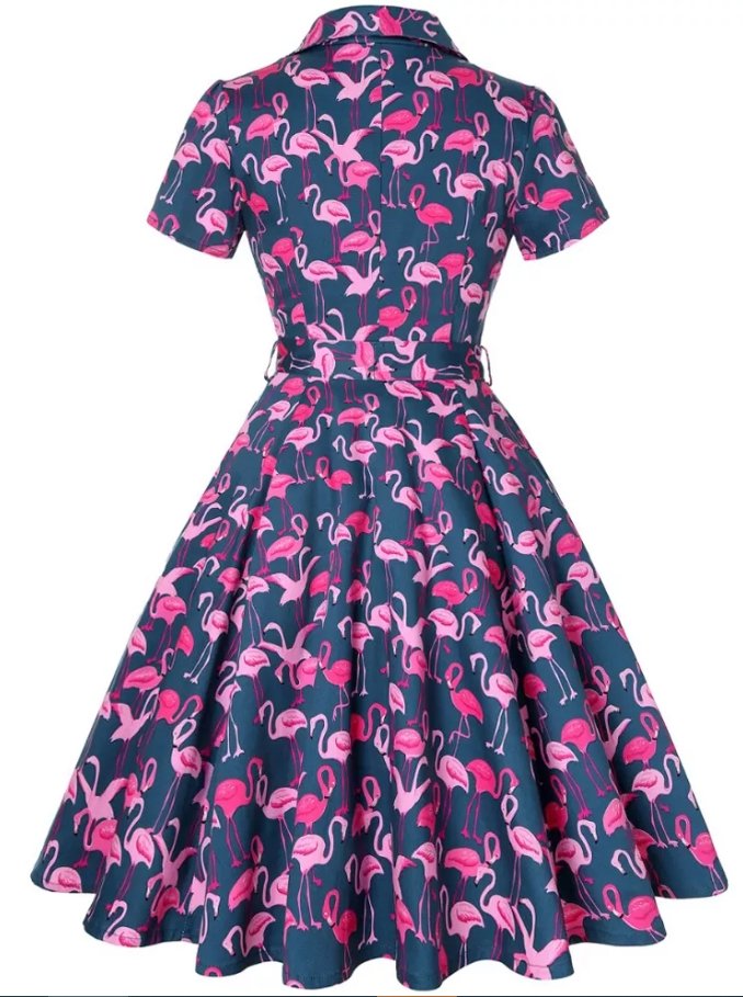 Abito Vintage Plus Size Navy Birds