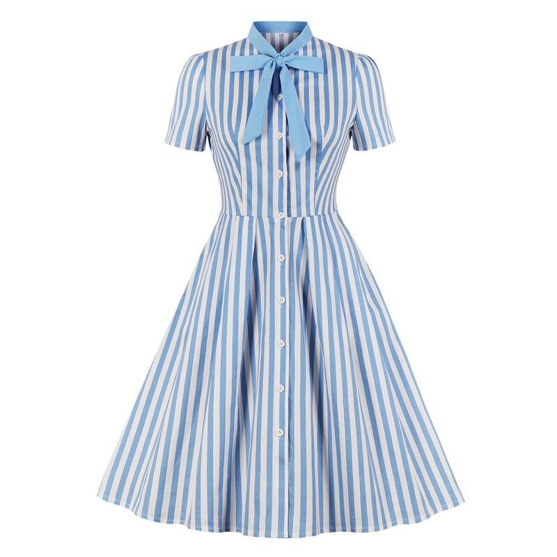 Abito Vintage Taglie Forti A Righe Blu