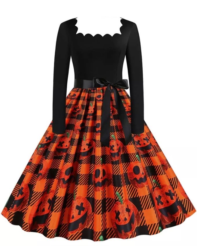 Abito Vintage Di Halloween Rockabilly Taglie Forti