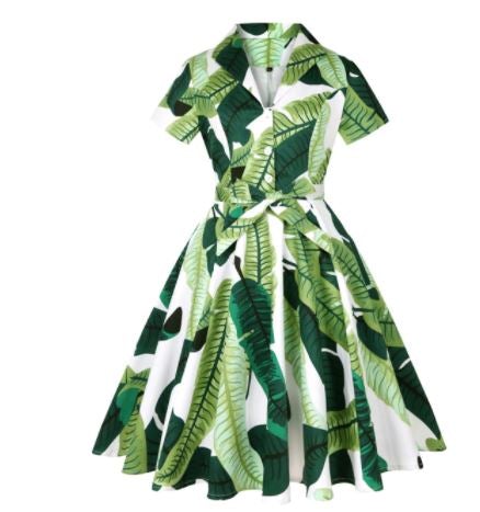 Abito Vintage Rockabilly Taglie Forti Verde Pastello