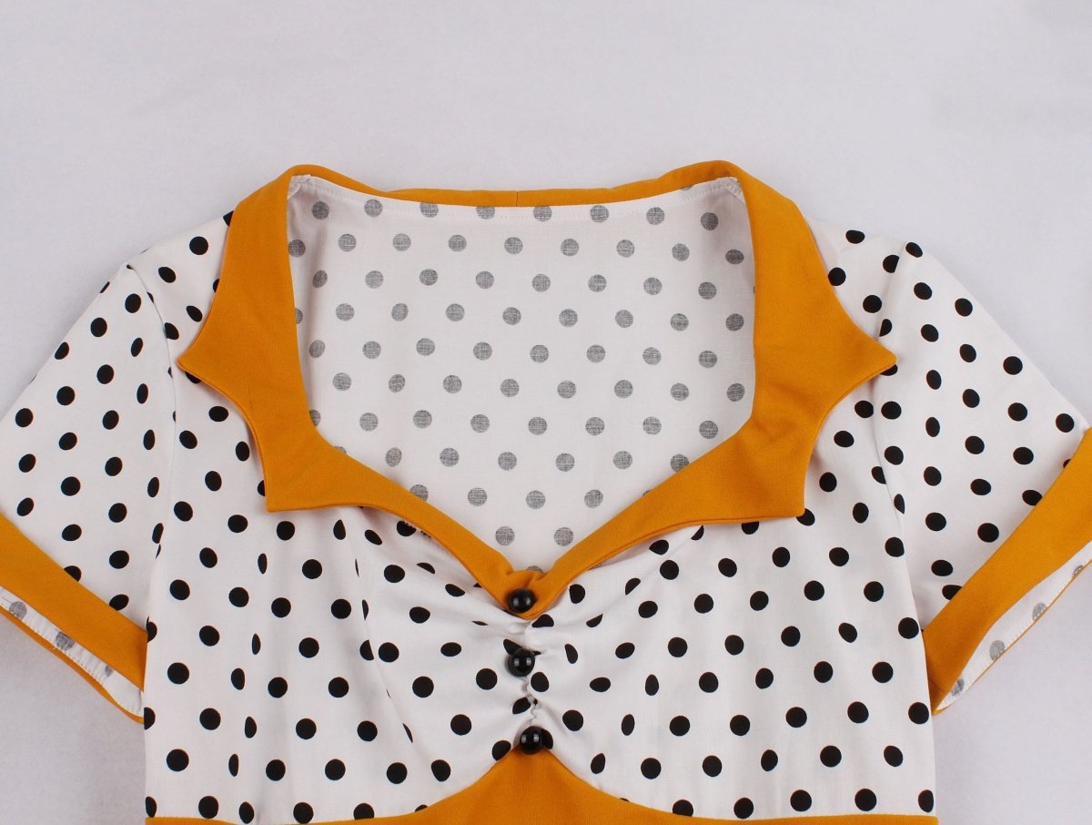 Abito Vintage Taglie Forti Swing Bianco Arancione