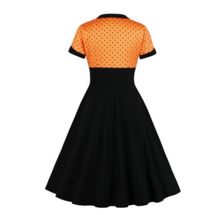 Abito Vintage Arancione Nero Swing Taglie Forti