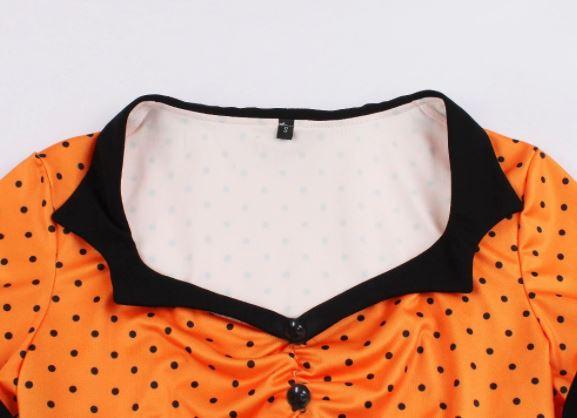 Abito Vintage Arancione Nero Swing Taglie Forti