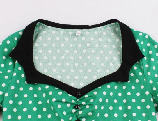 Abito Svasato Vintage Taglie Forti Verde Nero