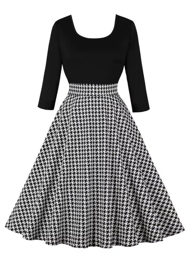 Abito Vintage A Quadri Grigio