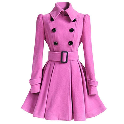 Abito Vintage Invernale In Lana Rosa