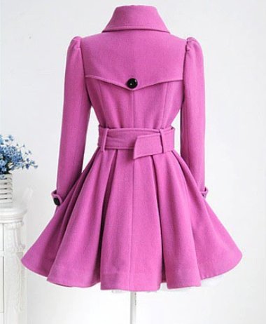Abito Vintage Invernale In Lana Rosa