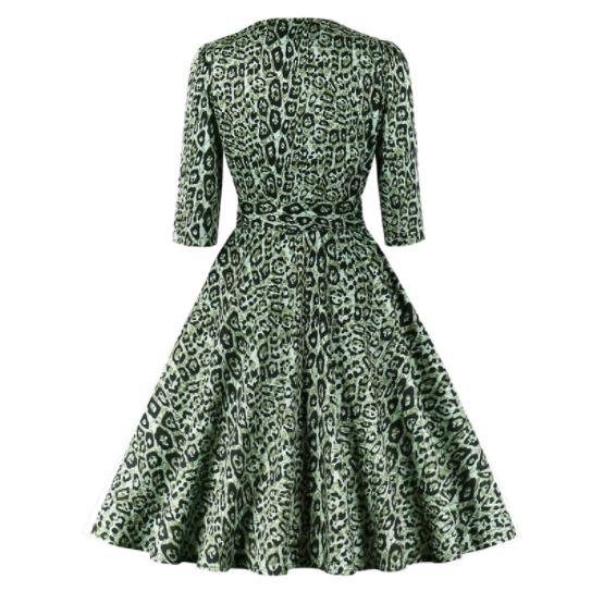 Abito Leopardato Vintage Verde