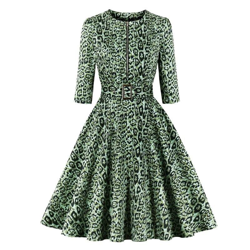 Abito Leopardato Vintage Verde