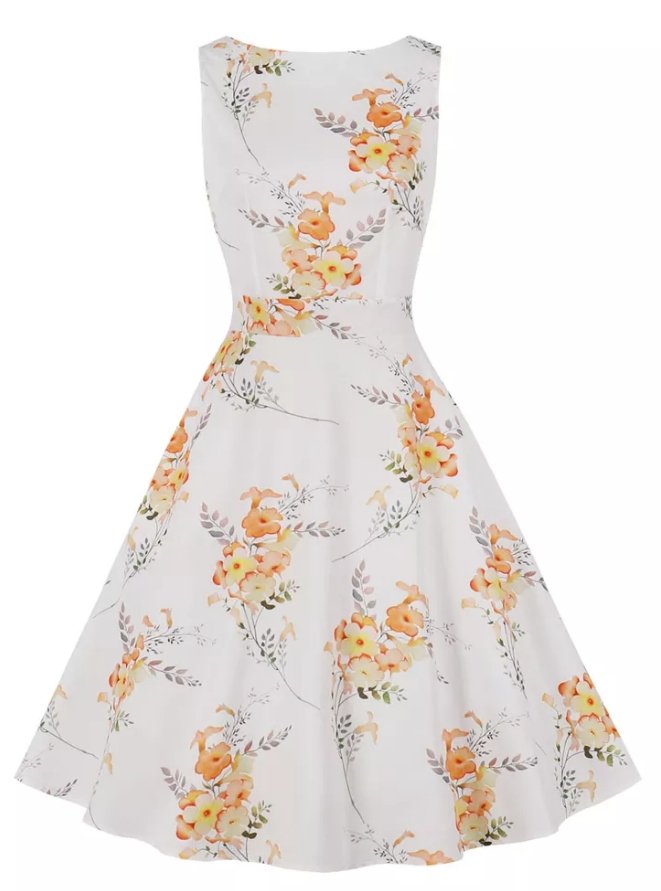 Abito Lungo Vintage Anni '50 Bianco