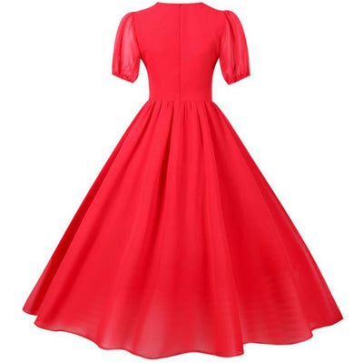 Abito Lungo Rosso Vintage Anni '50