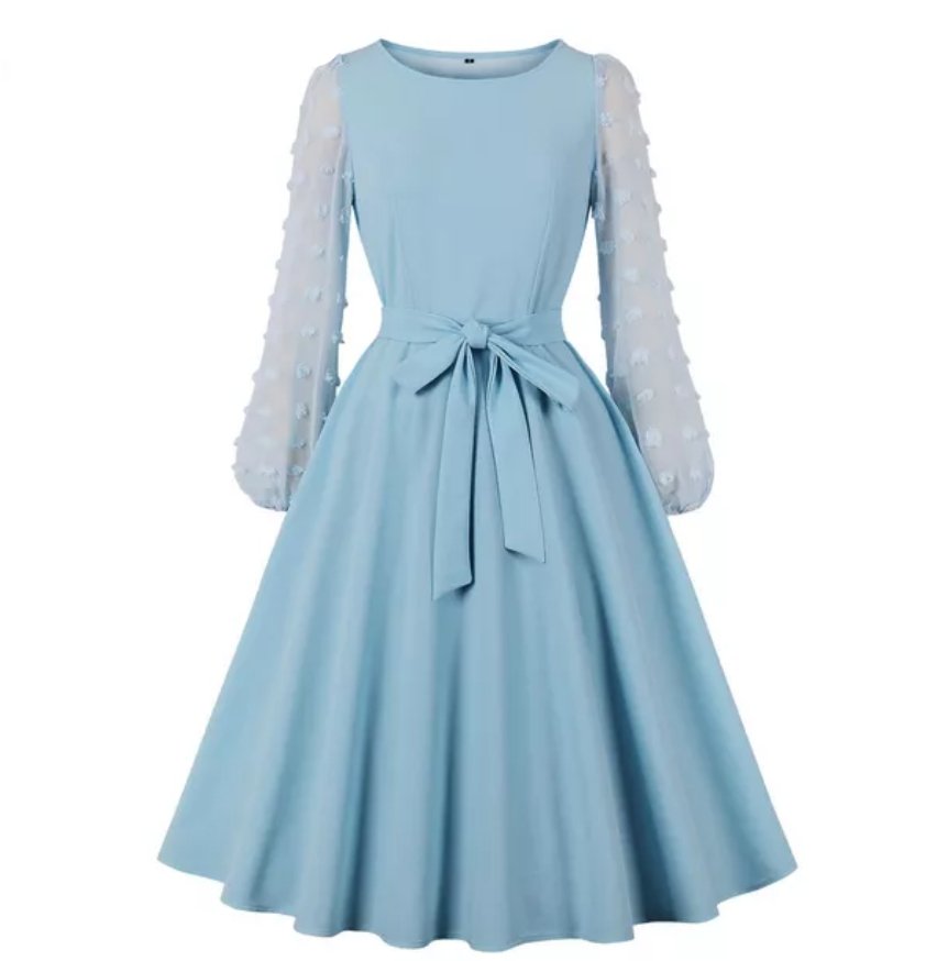 Abito Vintage Lungo Boho Blu