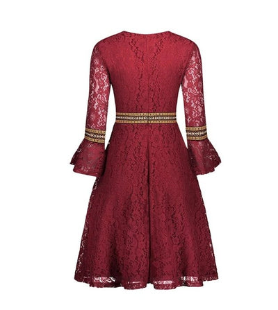 Abito Vintage Lungo Boho Rosso