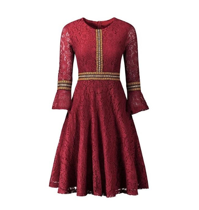 Abito Vintage Lungo Boho Rosso
