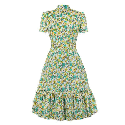 Abito Vintage Verde A Maniche Corte