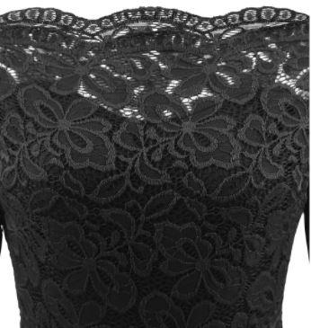 Abito Vintage Nero Con Scollo A Barchetta