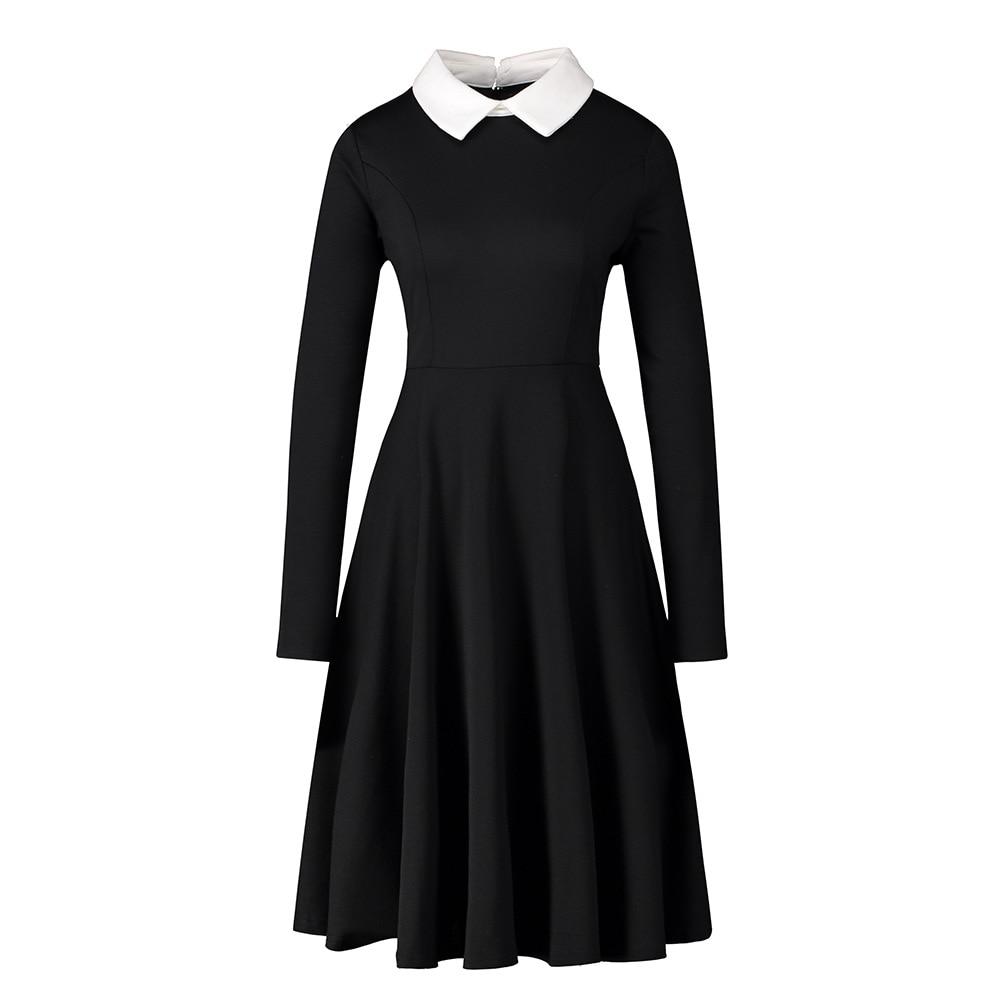 Abito Vintage Nero Con Colletto Bianco