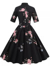 Abito Vintage Nero Con Collo A Punta