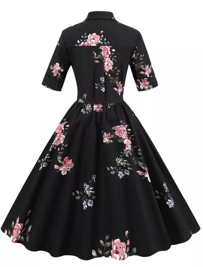 Abito Vintage Nero Con Collo A Punta
