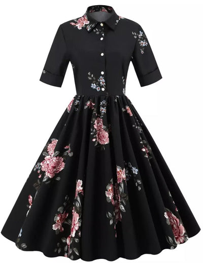Abito Vintage Nero Con Collo A Punta