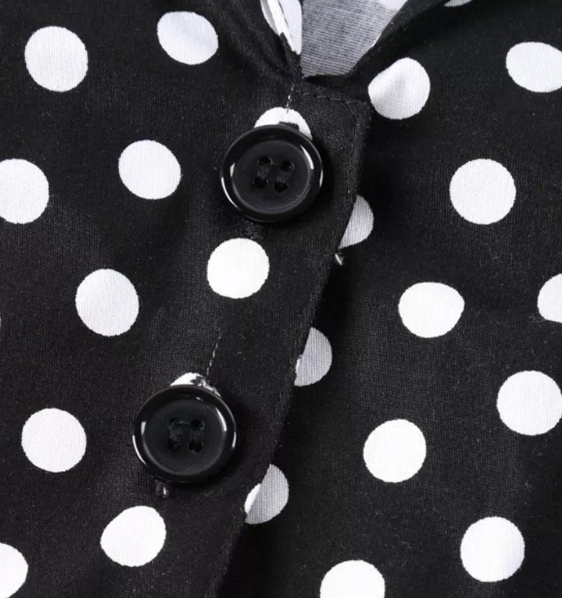 Abito Vintage A Pois Nero Pin Up