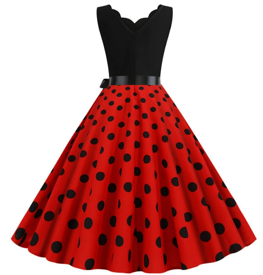 Abito Vintage Pin Up A Pois Neri