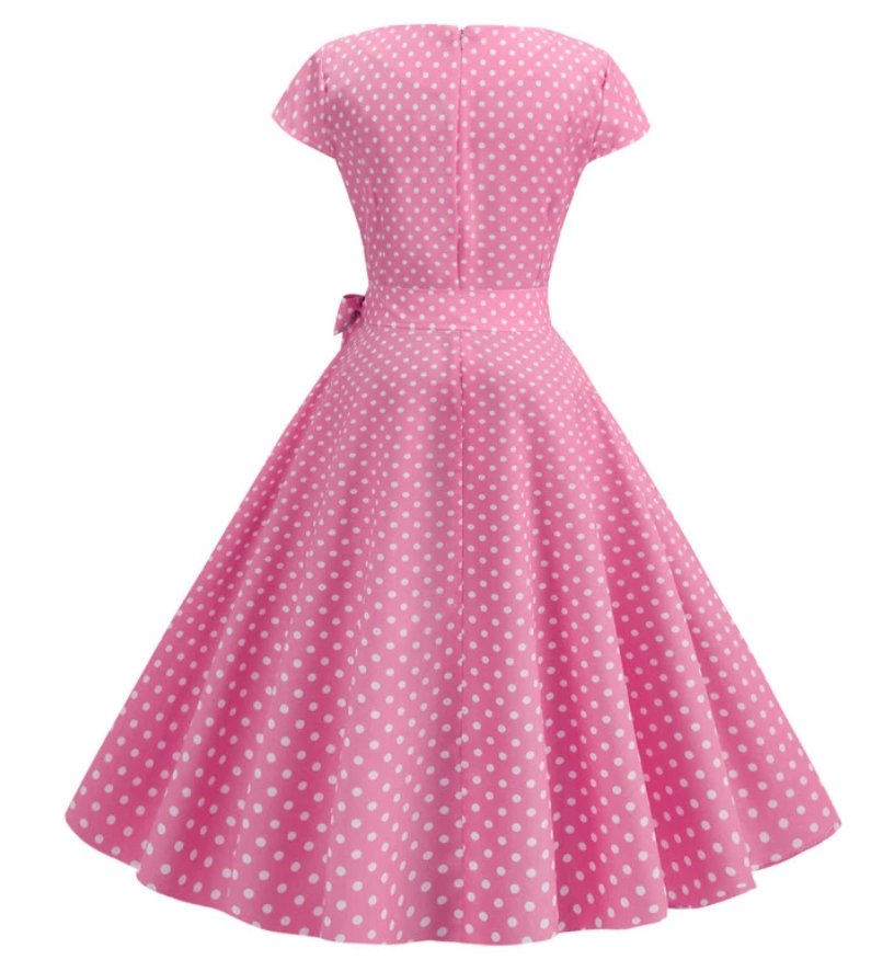 Abito Vintage Pin Up A Pois Rosa