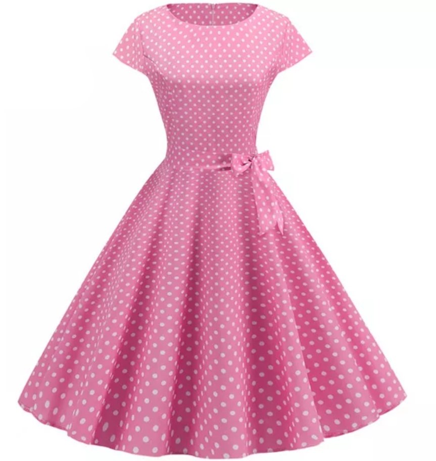 Abito Vintage Pin Up A Pois Rosa
