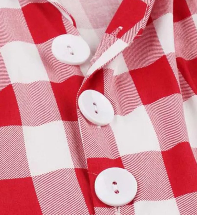 Abito Pin Up Vintage A Scacchi Rosso
