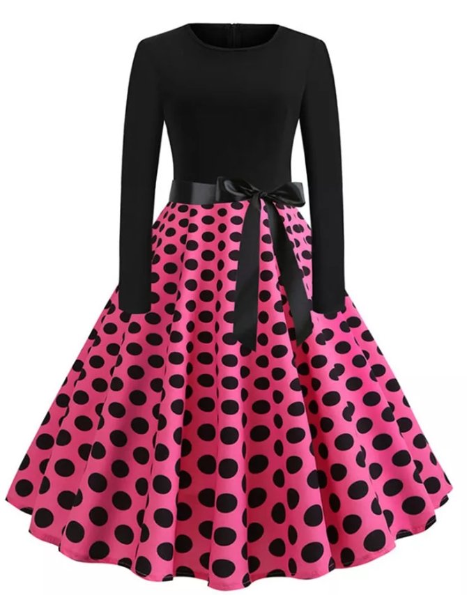 Abito Vintage A Pois Rosa Pin Up