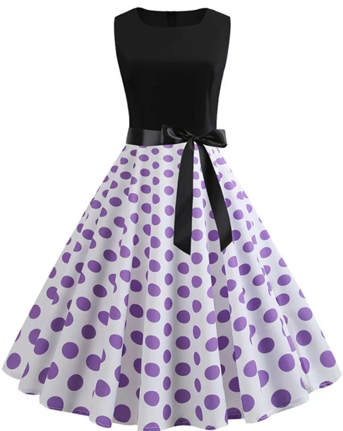 Abito Vintage Pin Up Viola A Pois