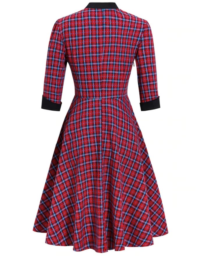 Abito Vintage Scozzese Rosso