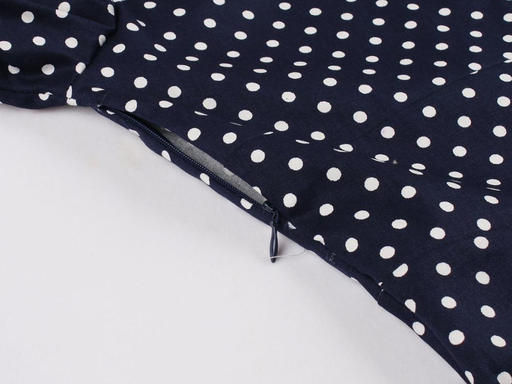 Abito Vintage A Pois Blu Scuro