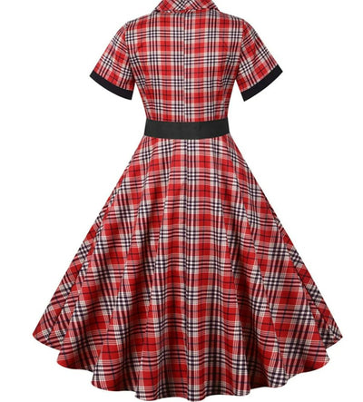 Abito Vintage A Righe Rosse E Nere