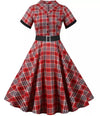 Abito Vintage A Righe Rosse E Nere