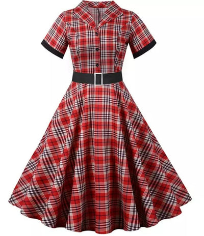 Abito Vintage A Righe Rosse E Nere