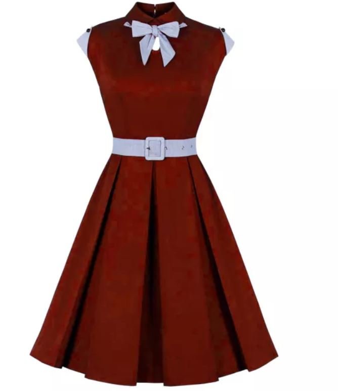 Abito Rockabilly Vintage Anni '50 Bordeaux