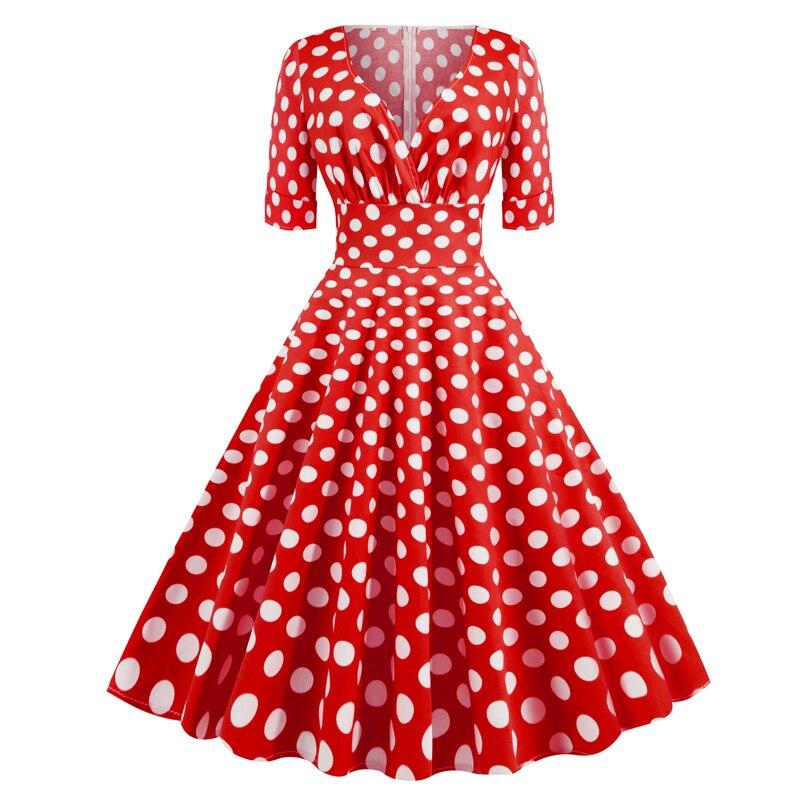 Abito Vintage Rockabilly Anni '50 A Pois Rossi
