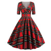 Abito Rosso Tartan Vintage Rockabilly Anni '50