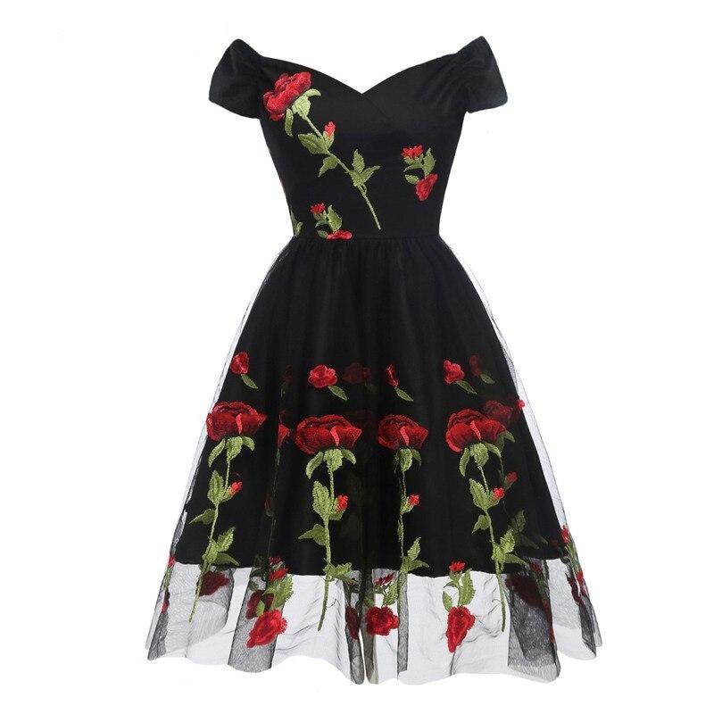 Abito Vintage In Pizzo Rockabilly Nero