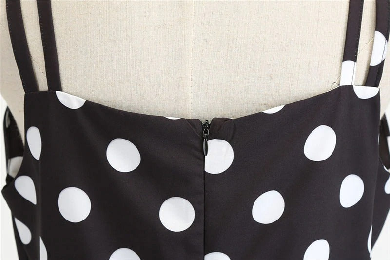 Abito Vintage A Pois Neri Rockabilly