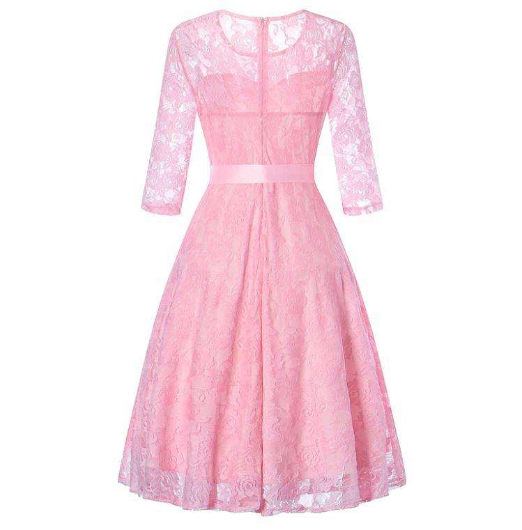 Abito Da Sera Rosa Vintage A Maniche Lunghe
