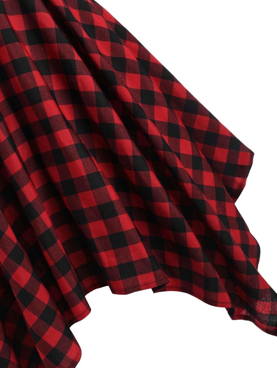 Abito Vintage A Quadri A Vita Alta