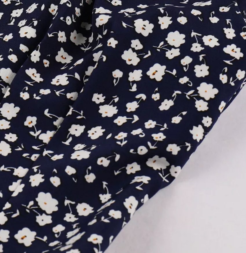 Abito Vintage Blu Scuro A Vita Alta