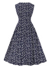 Abito Vintage Blu Scuro A Vita Alta